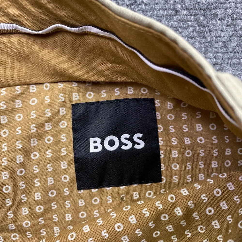 Hugo Boss Mens Beige Virgin Wool‎ Blend Flat Front Cuffed Dress Pants Size 40R